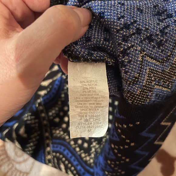 Windsor Midi Skirt And Top Long Sleeve Black & Blue Body Con Print Cotton ( Set) - Picture 12 of 13